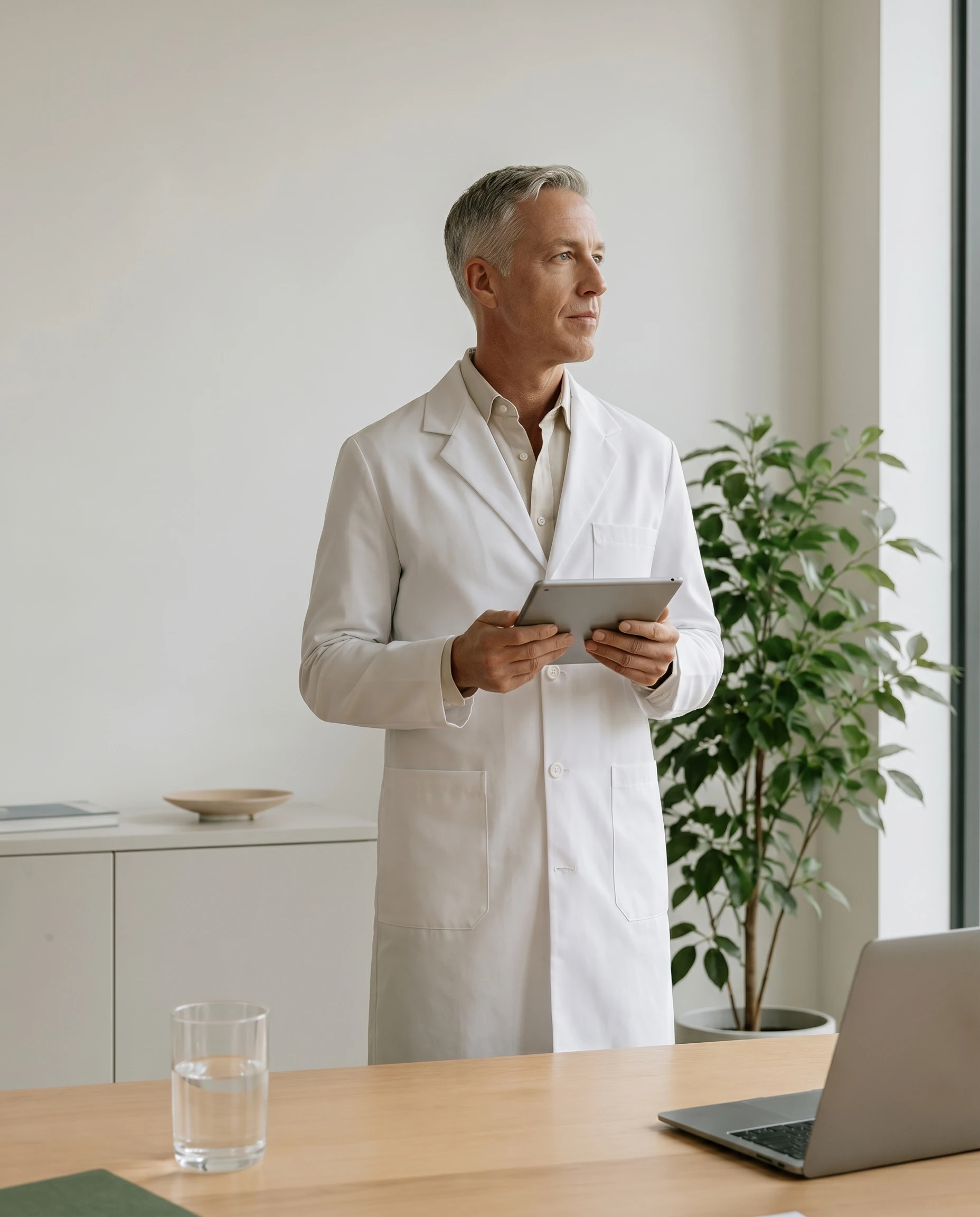 A clinician reviewing patient information